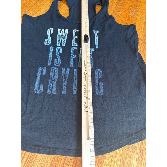 Black Racerback Tank Top With "Sweat Is Fat Crying" Text - Picture 3 of 4